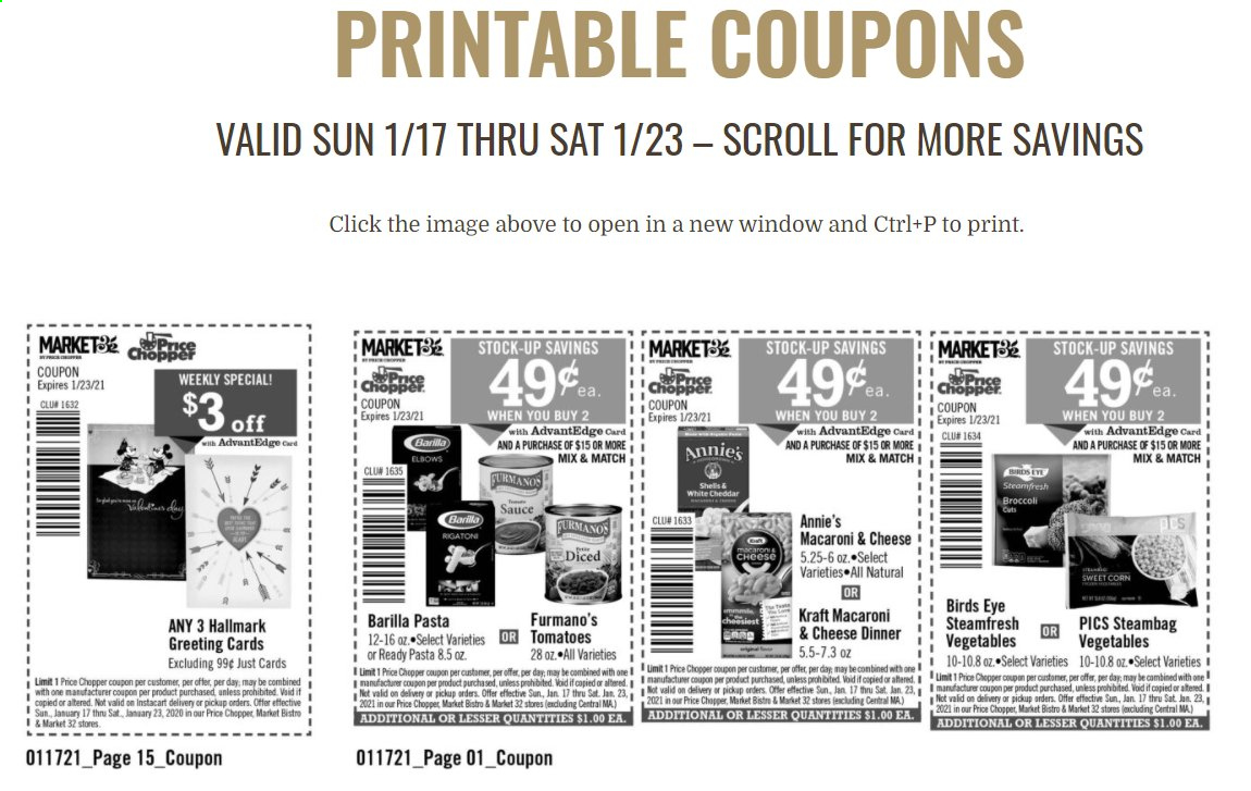 Price Chopper ad - 01/17/2021 - 01/19/2021. Page 1