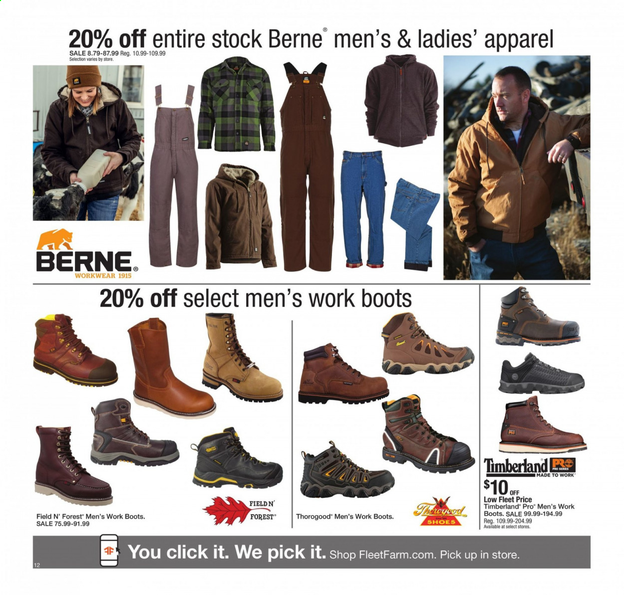 thumbnail - Fleet Farm Flyer - 01/15/2021 - 01/23/2021 - Sales products - boots, shoes, Timberland. Page 12.