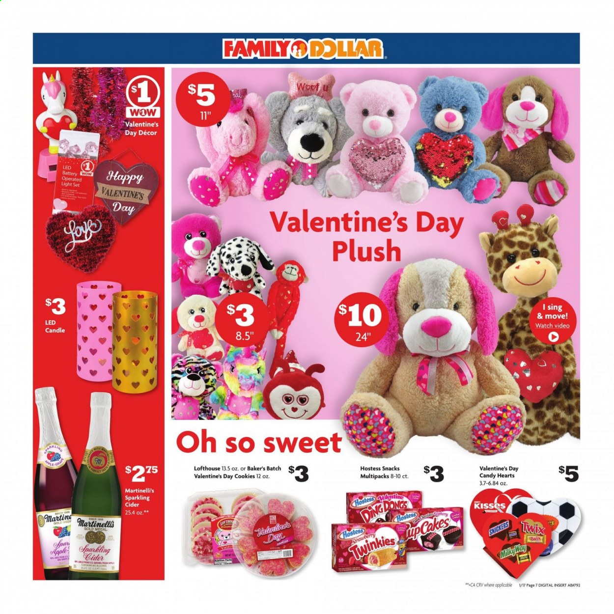 thumbnail - Family Dollar Flyer - 01/17/2021 - 01/23/2021 - Sales products - Apple, cookies, Snickers, Twix, snack, sparkling cider, apple cider, candle, battery. Page 7.