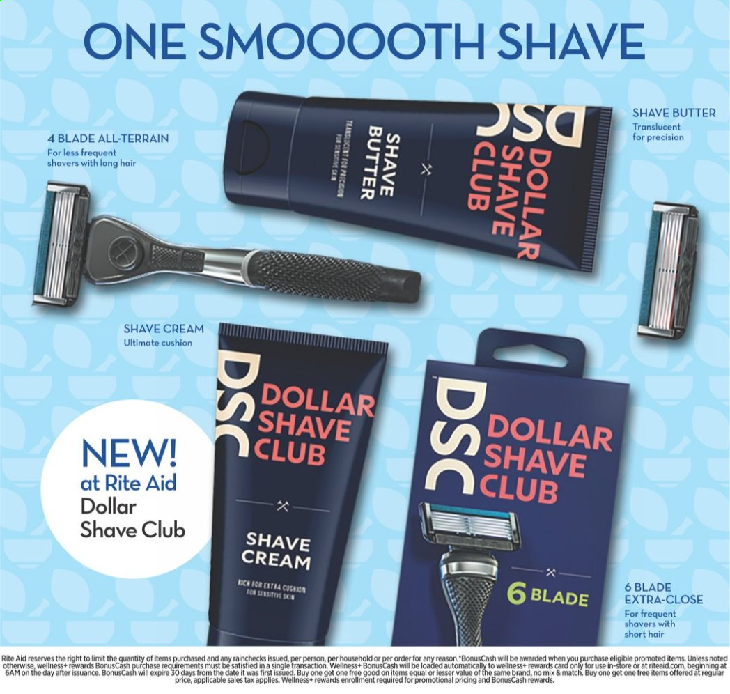 thumbnail - RITE AID Flyer - 01/24/2021 - 01/30/2021 - Sales products - Dollar Shave Club, shave cream, cushion. Page 4.