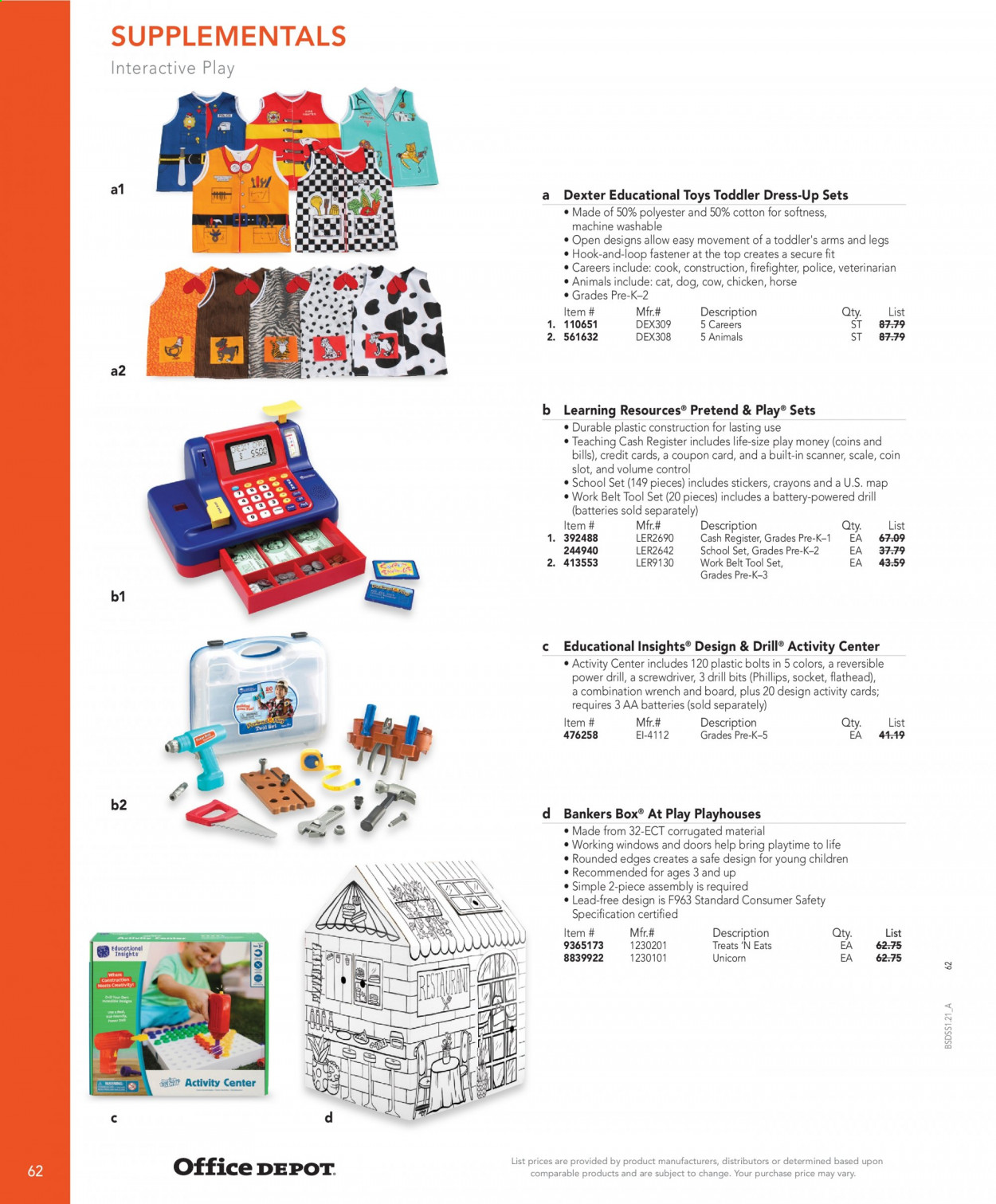 thumbnail - Office DEPOT Flyer - Sales products - sticker, ruler, aa batteries, scanner. Page 62.