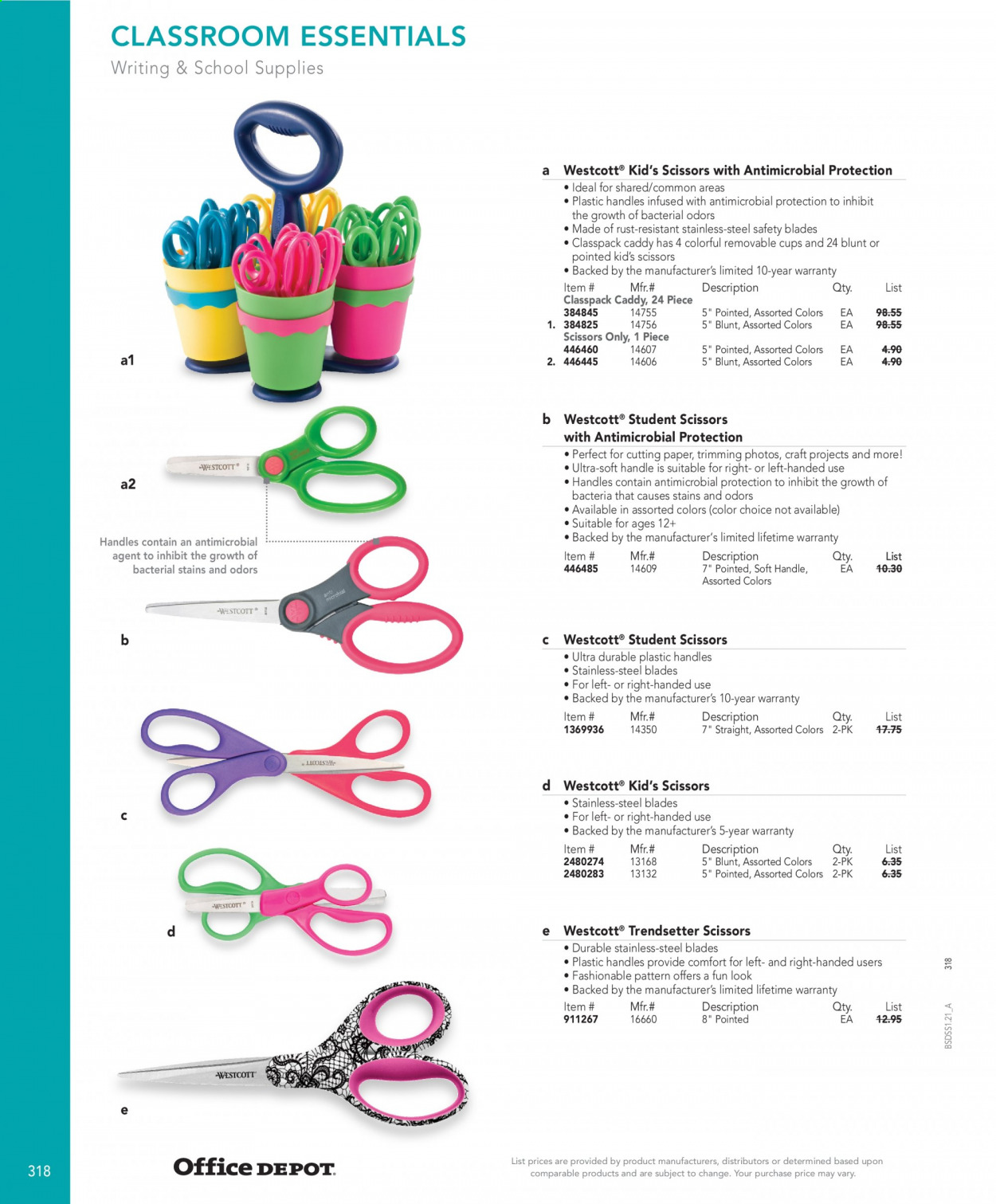 thumbnail - Office DEPOT Flyer - Sales products - scissors, paper. Page 318.