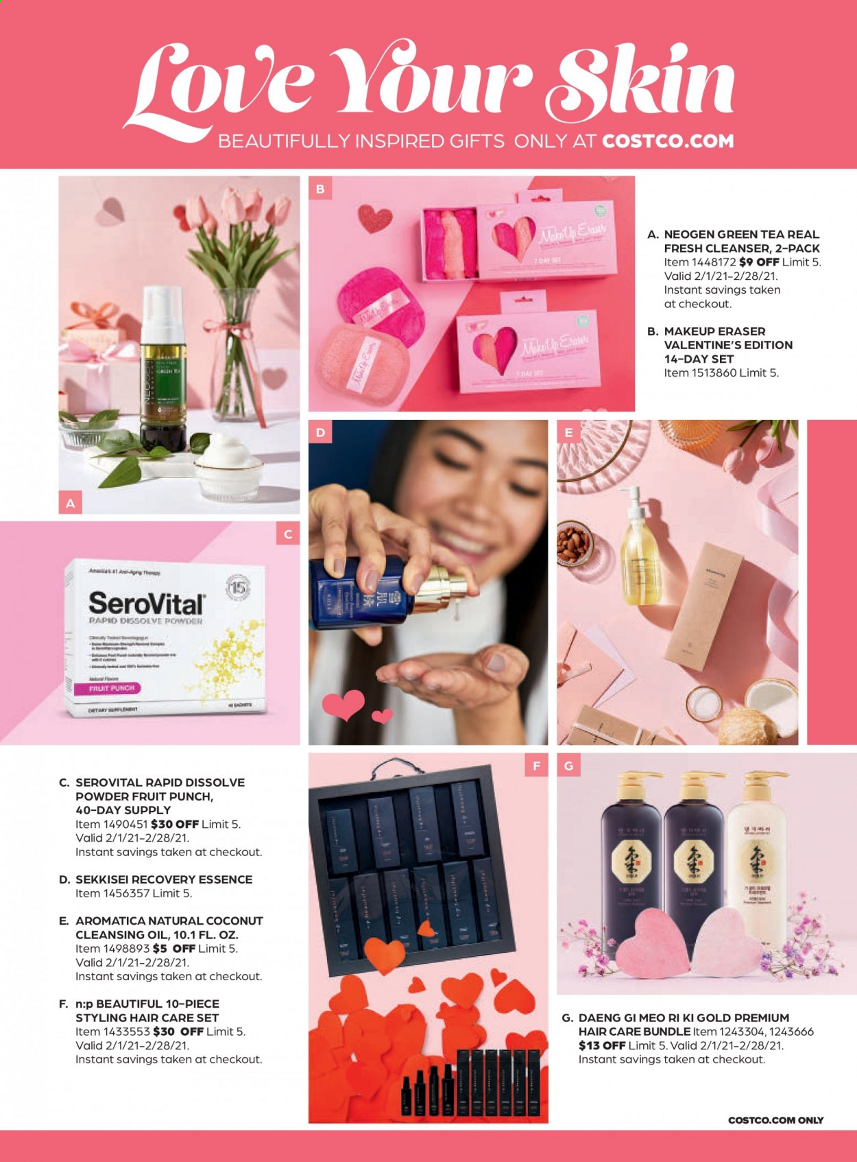 thumbnail - Costco Flyer - 02/01/2021 - 02/28/2021 - Sales products - coconut, green tea, tea, cleanser, makeup, eraser. Page 49.