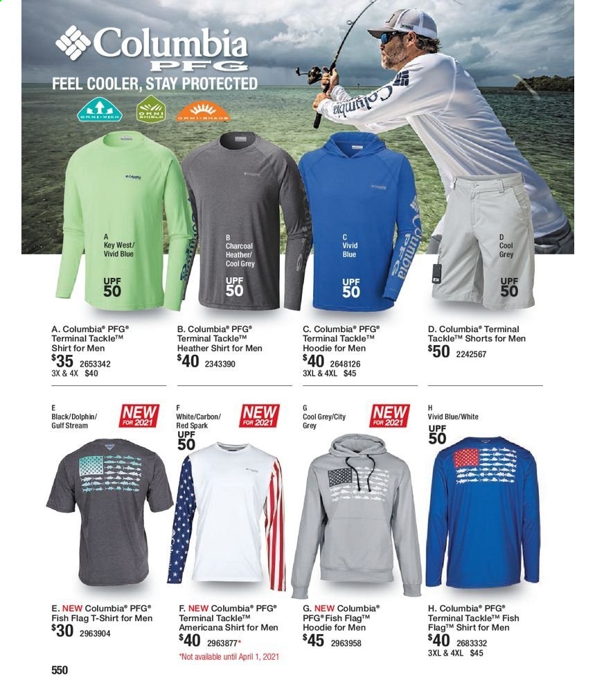 thumbnail - Bass Pro Shops Flyer - 02/03/2021 - 12/25/2021 - Sales products - Columbia, t-shirt, hoodie. Page 473.
