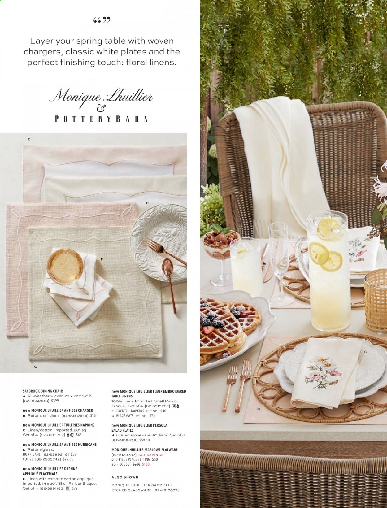 thumbnail - Pottery Barn Flyer - Sales products - table, chair, dining chair, flatware, plate, stoneware, linens. Page 30.