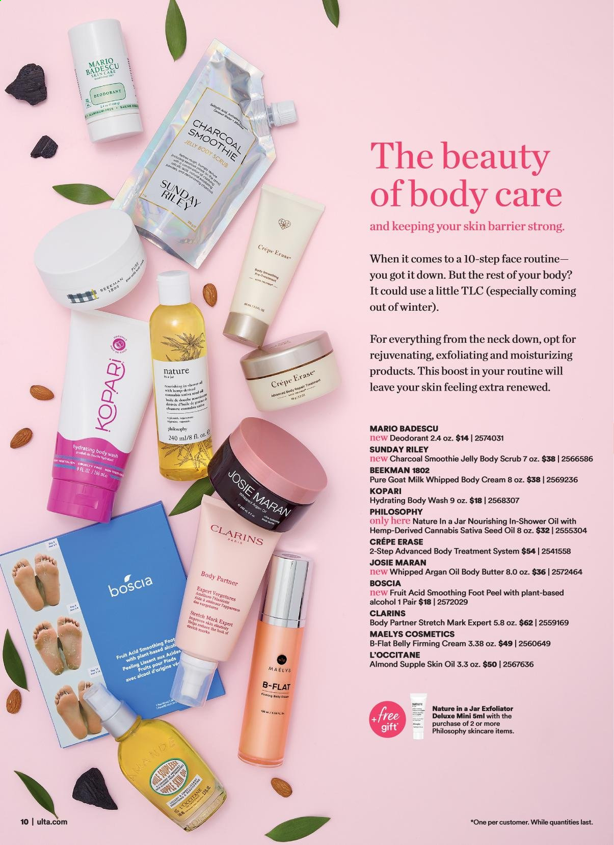 thumbnail - Ulta Beauty Flyer - 02/14/2021 - 03/06/2021 - Sales products - body wash, body butter, body scrub, body treatment, anti-perspirant, deodorant, argan oil. Page 10.