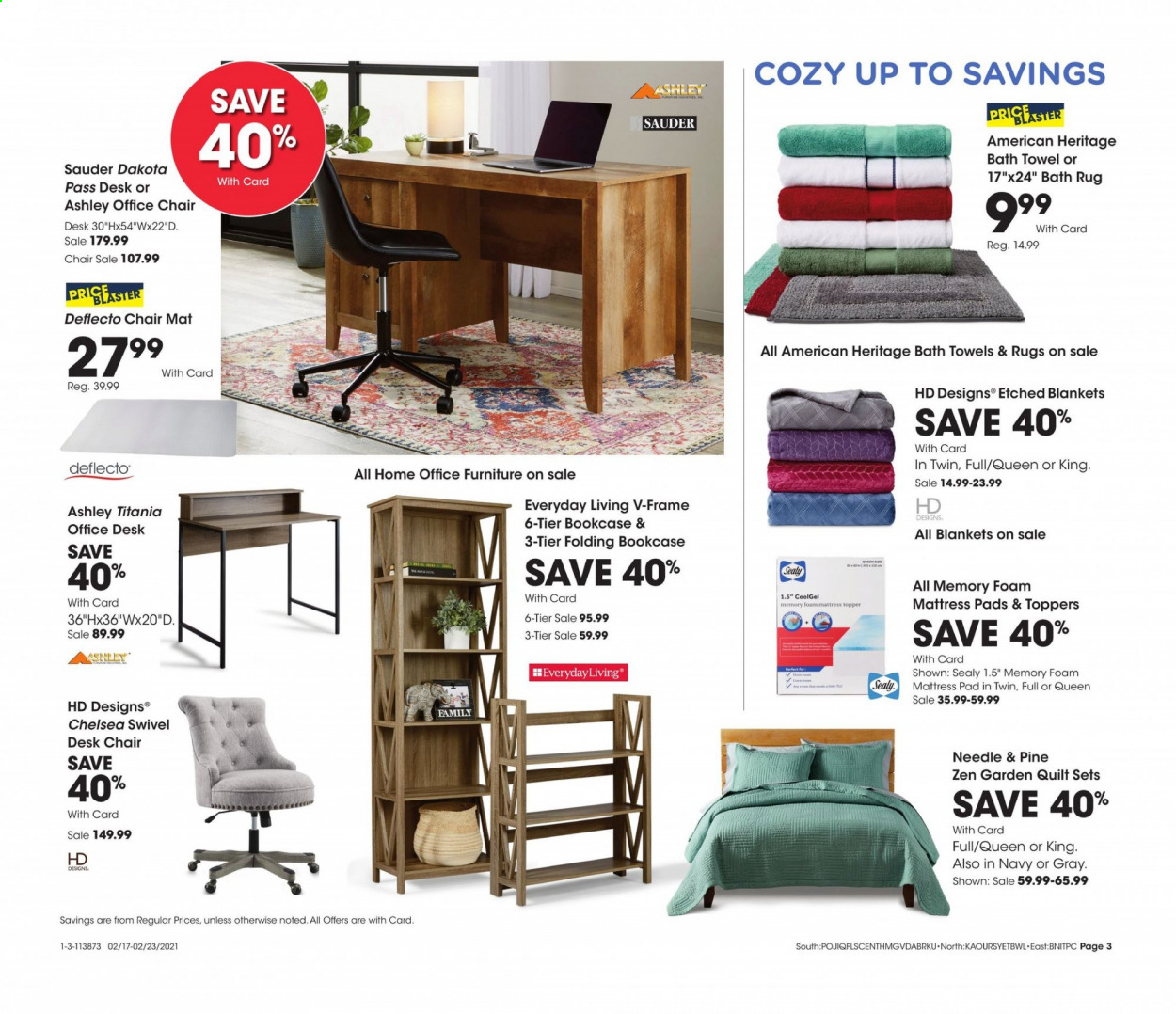 thumbnail - Fred Meyer Flyer - 02/17/2021 - 02/23/2021 - Sales products - topper, blanket, quilt, mattress protector, bath towel, towel. Page 3.