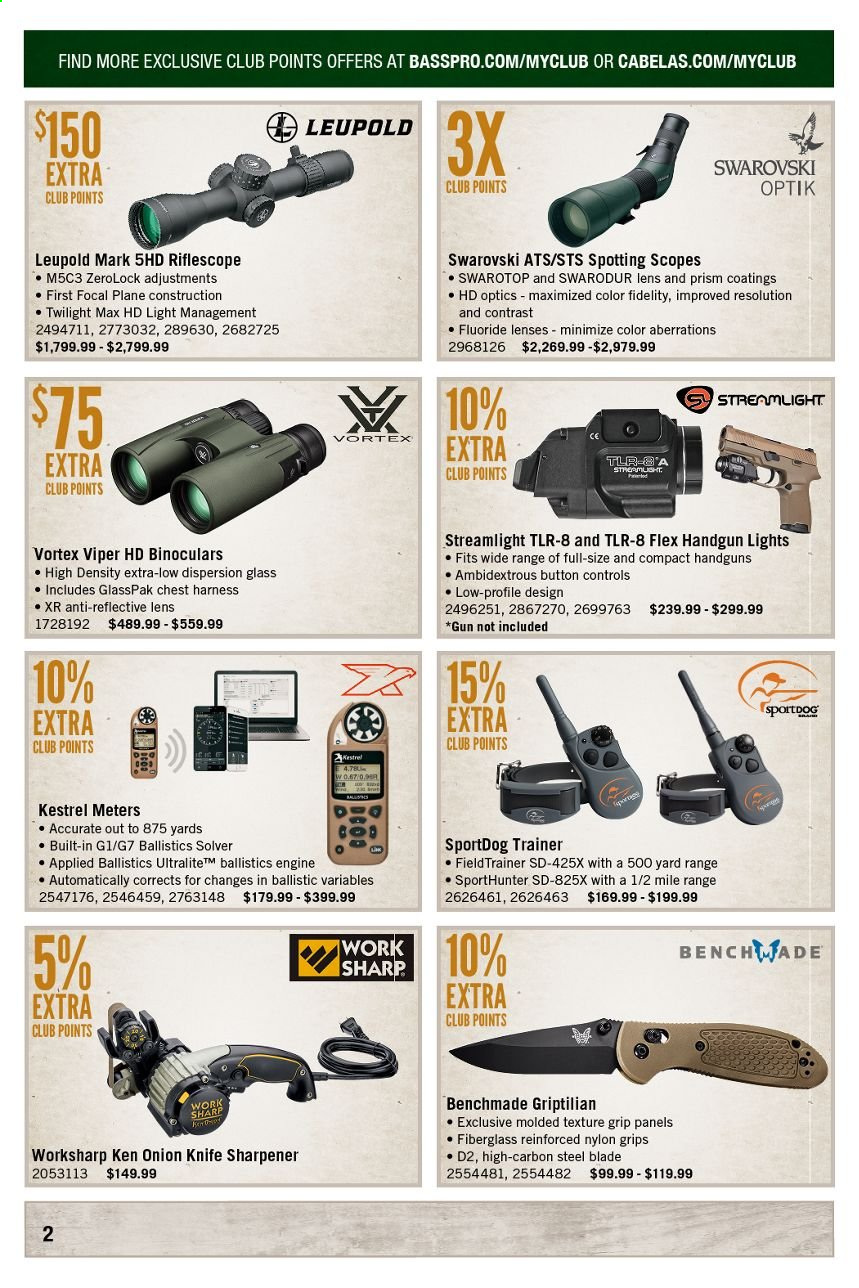 thumbnail - Cabela's Flyer - 02/01/2021 - 02/28/2021 - Sales products - Swarovski, binoculars, Leupold, riflescope, viper, gun, handgun, optics. Page 2.