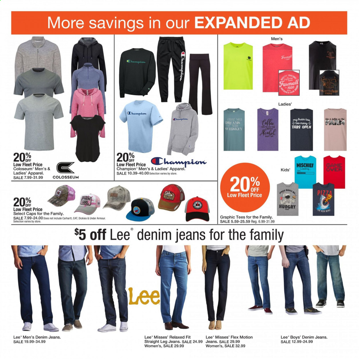 thumbnail - Fleet Farm Flyer - 02/19/2021 - 02/27/2021 - Sales products - Under Armour, jeans, whiskey, whisky, Lee, cap, Dickies. Page 3.