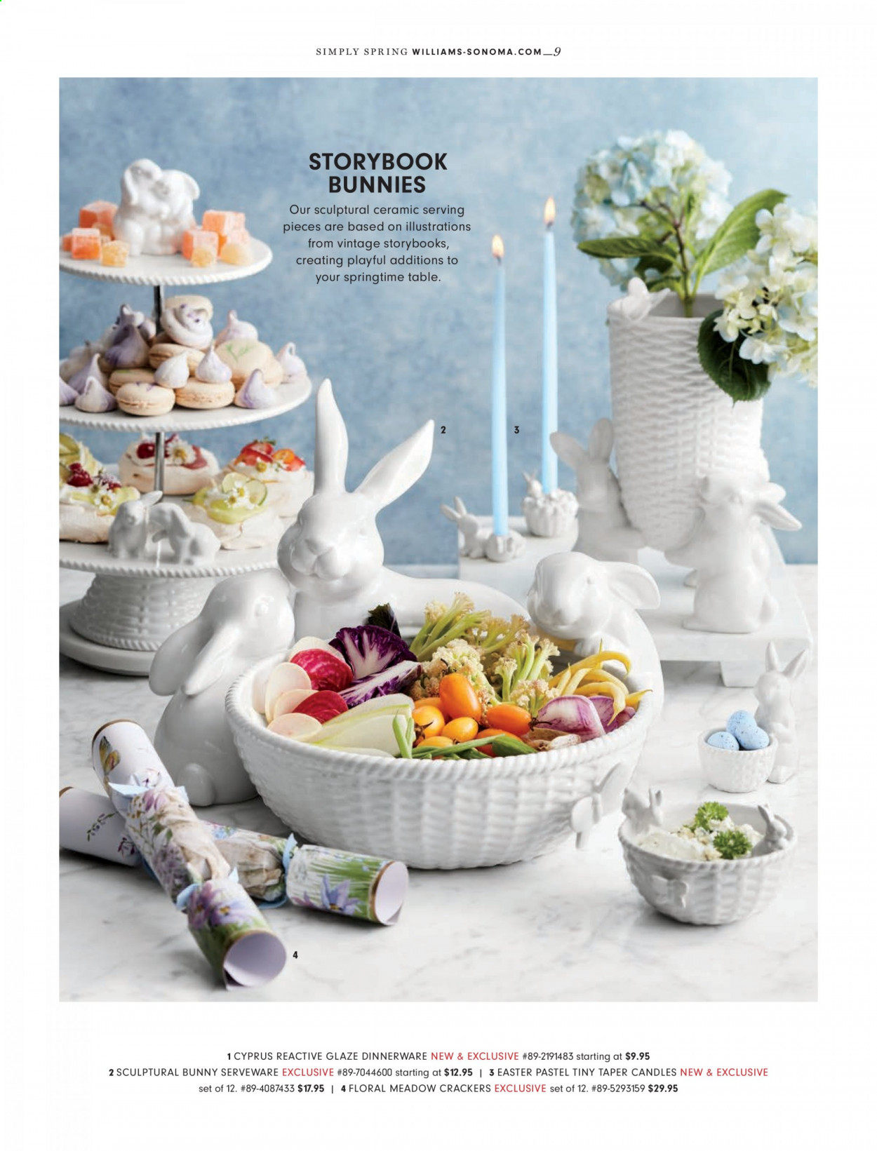 thumbnail - Williams-Sonoma Flyer - Sales products - crackers, dinnerware set, serveware, candle. Page 9.