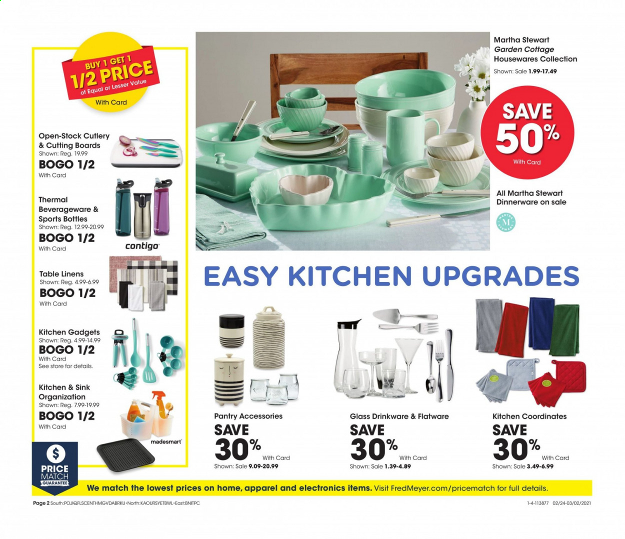 thumbnail - Fred Meyer Flyer - 02/24/2021 - 03/02/2021 - Sales products - dinnerware set, drinkware, flatware, thermal bottle, Contigo, linens. Page 2.