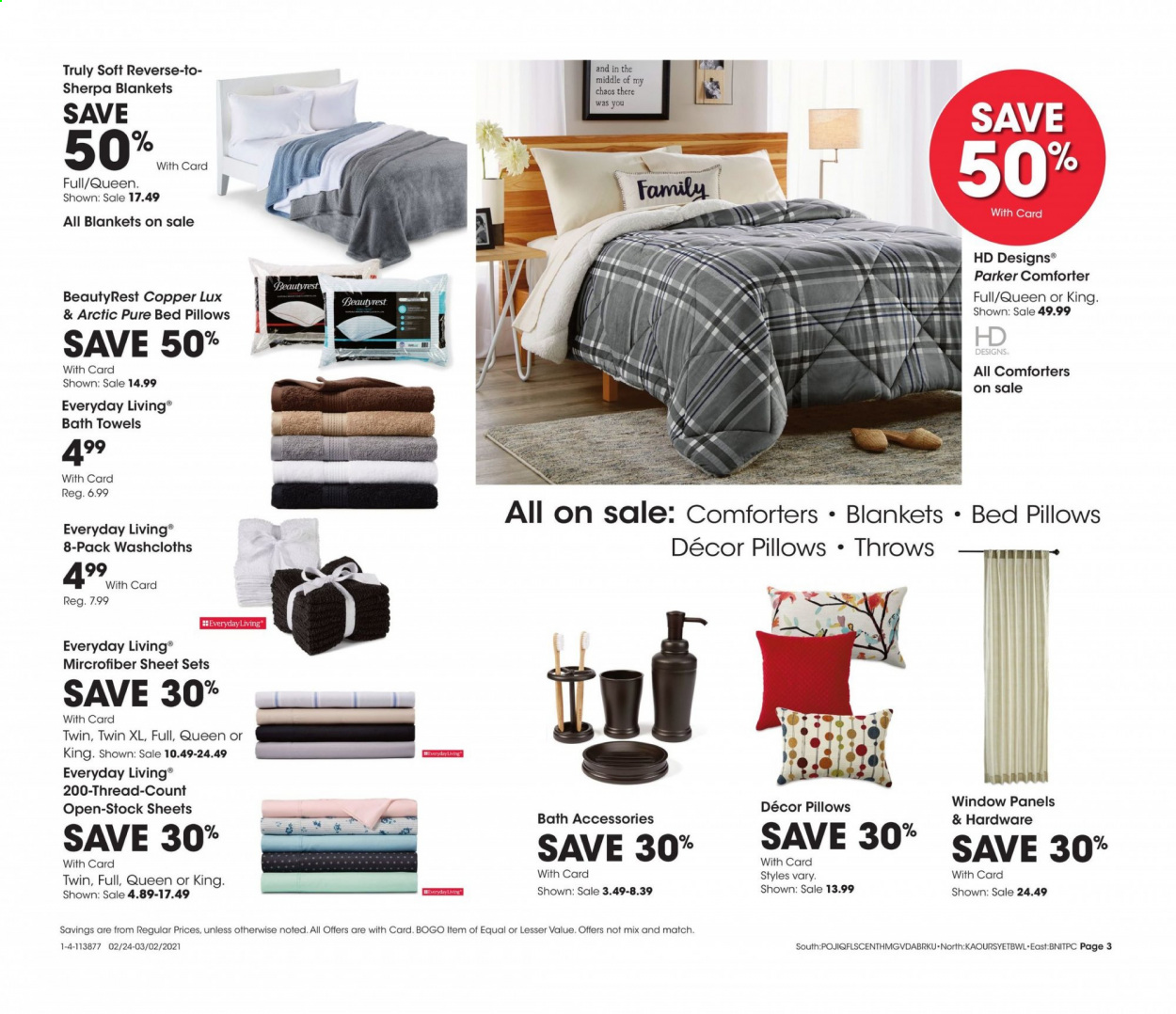 thumbnail - Fred Meyer Flyer - 02/24/2021 - 03/02/2021 - Sales products - TRULY, Lux, Parker, blanket, comforter, pillow, bath towel, towel. Page 3.