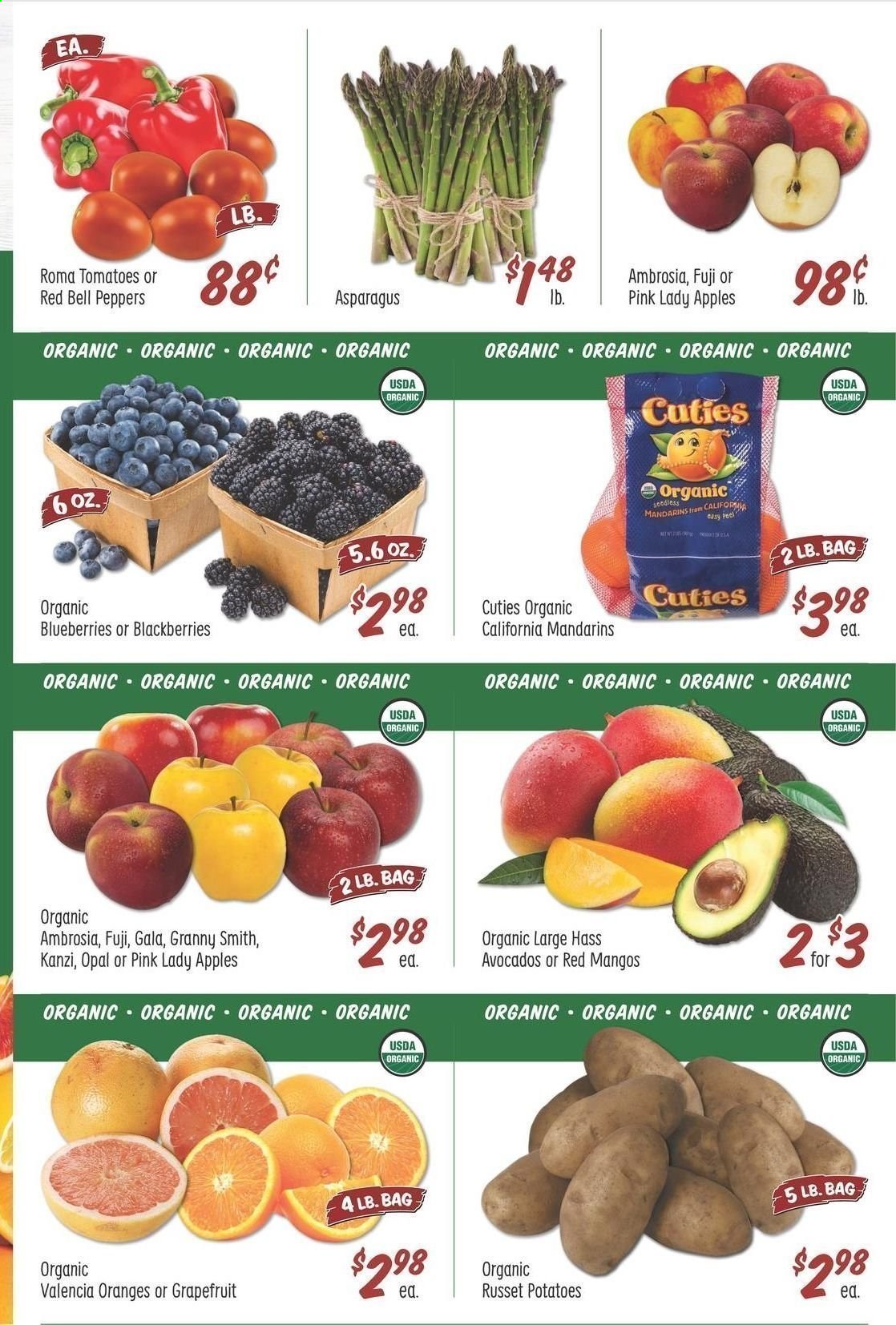 thumbnail - Sprouts Flyer - 02/24/2021 - 03/02/2021 - Sales products - bell peppers, blackberries, blueberries, apples, oranges, mango, mandarines. Page 4.