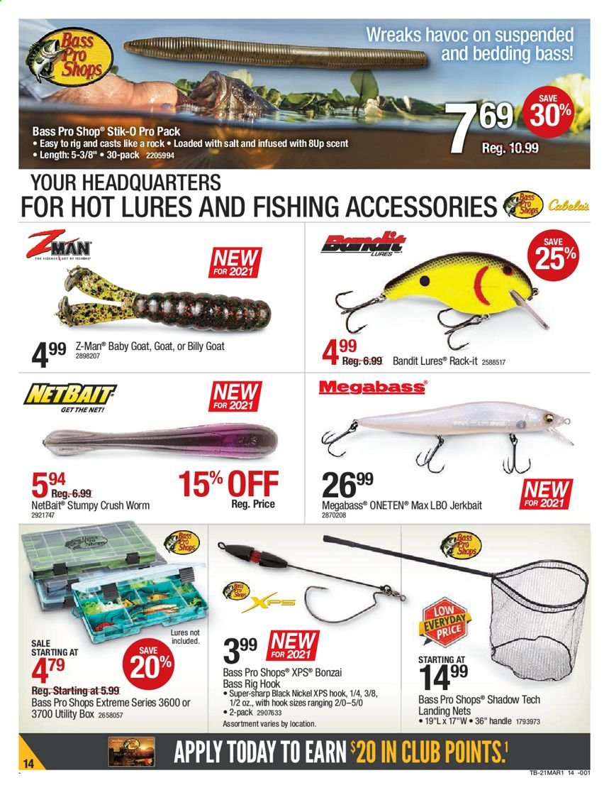 thumbnail - Cabela's Flyer - 02/25/2021 - 03/10/2021 - Sales products - Bass Pro, Billy. Page 14.