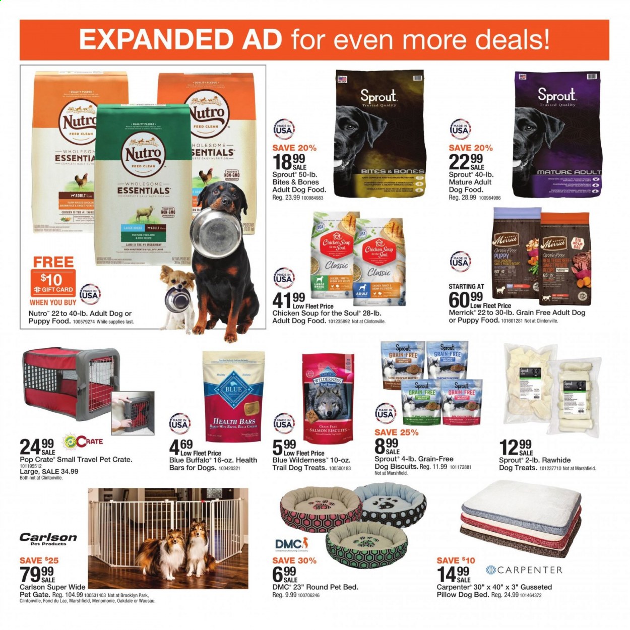 thumbnail - Fleet Farm Flyer - 02/26/2021 - 03/06/2021 - Sales products - soup, brown rice, Pledge, crate, pillow, dog bed, pet bed, animal food, Blue Buffalo, dog food, dog biscuits, Merrick, Blue Wilderness, coat, bag. Page 21.