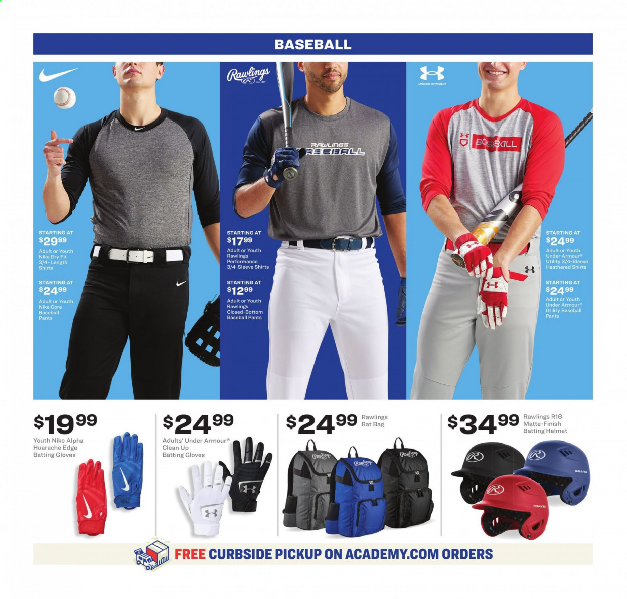 thumbnail - Academy Sports + Outdoors Flyer - 03/01/2021 - 03/14/2021 - Sales products - Under Armour, Nike, pants, shirt, bag, helmet, batting glove, batting helmet. Page 2.
