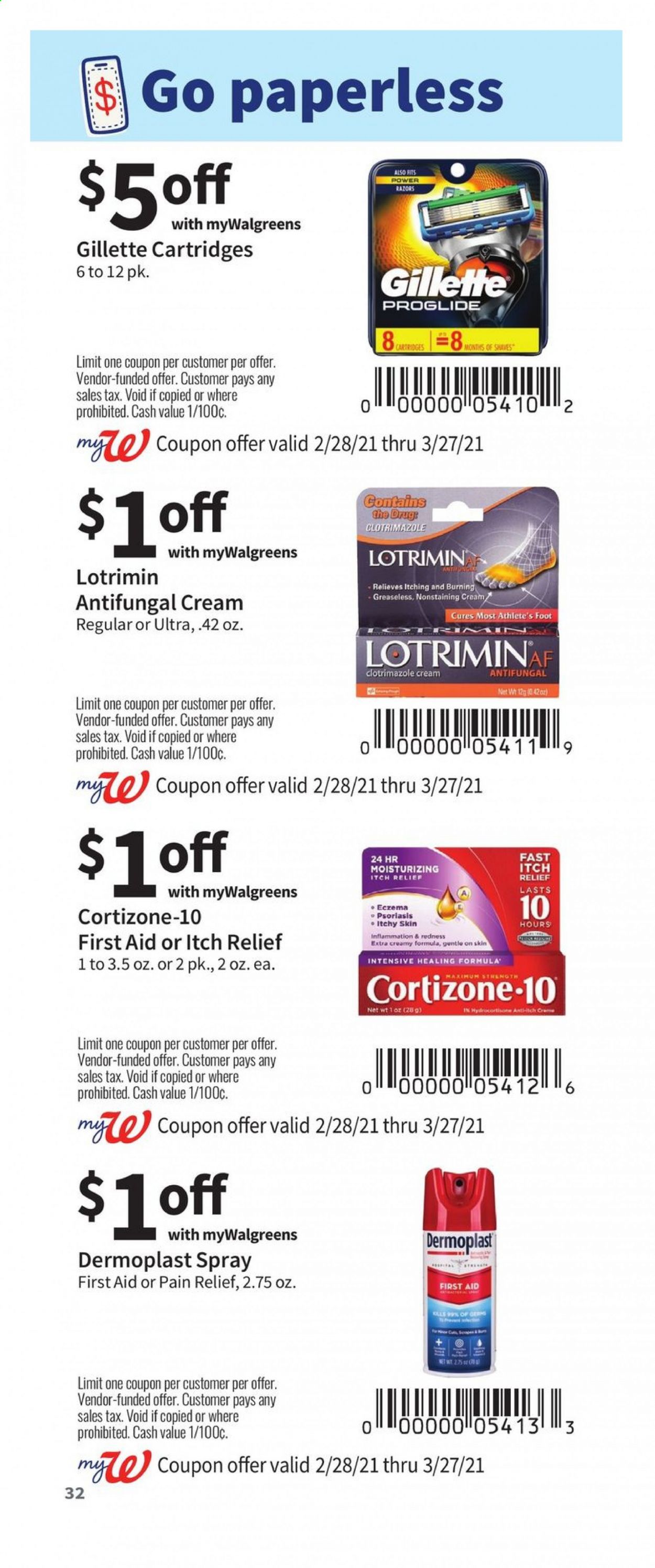 thumbnail - Walgreens Flyer - 02/28/2021 - 03/27/2021 - Sales products - Rin, Gillette, pain relief. Page 32.