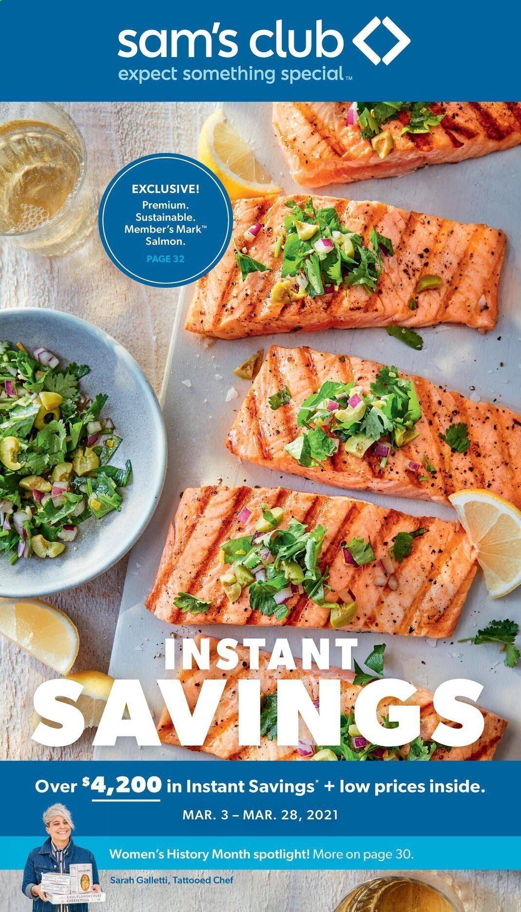thumbnail - Sam's Club Flyer - 03/03/2021 - 03/28/2021 - Sales products - salmon, spotlight. Page 1.