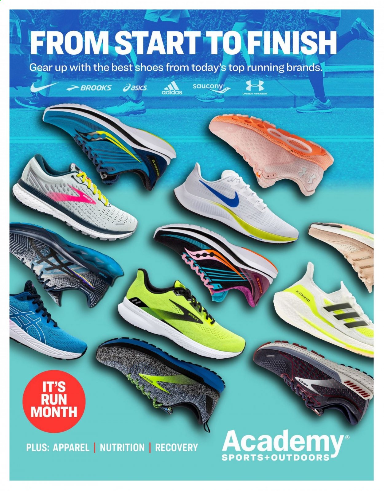 thumbnail - Academy Sports + Outdoors Flyer - 03/01/2021 - 03/31/2021 - Sales products - Adidas, Asics, Brooks, shoes, Under Armour, Saucony. Page 1.