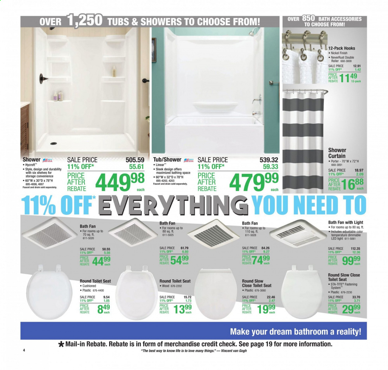 thumbnail - Menards Flyer - 03/14/2021 - 03/20/2021 - Sales products - toilet, faucet, hook, shower curtain, curtain, roller, LED light. Page 4.