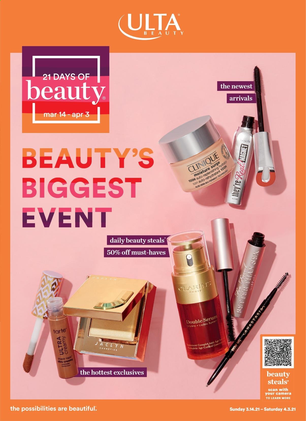 thumbnail - Ulta Beauty Flyer - 03/14/2021 - 04/03/2021 - Sales products - Clinique, serum. Page 1.