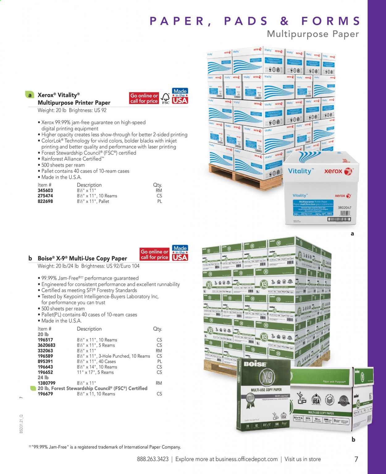 thumbnail - Office DEPOT Flyer - Sales products - Trust, paper, printer. Page 7.