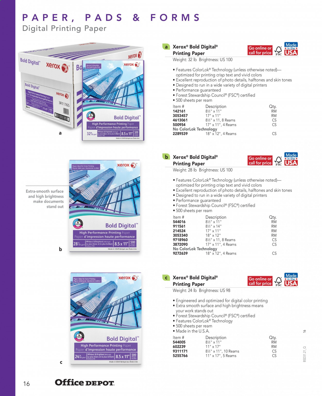 thumbnail - Office DEPOT Flyer - Sales products - paper, printer. Page 16.