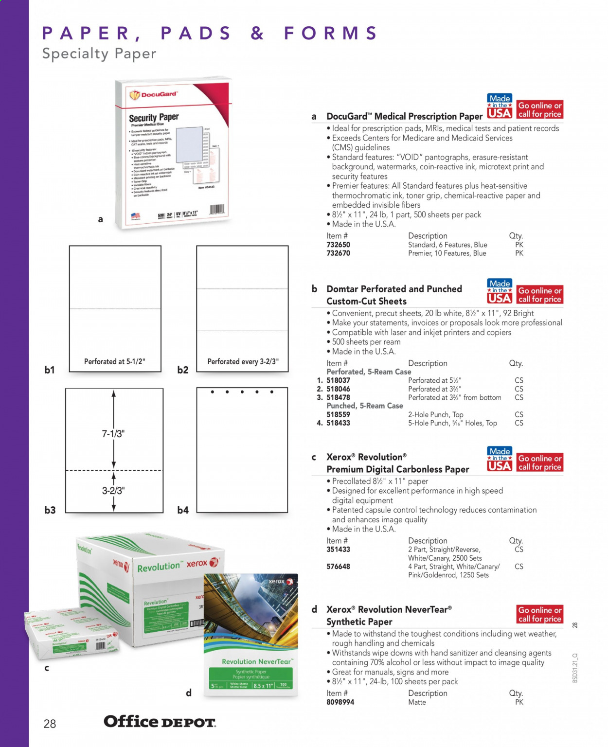 thumbnail - Office DEPOT Flyer - Sales products - paper, printer, toner. Page 28.