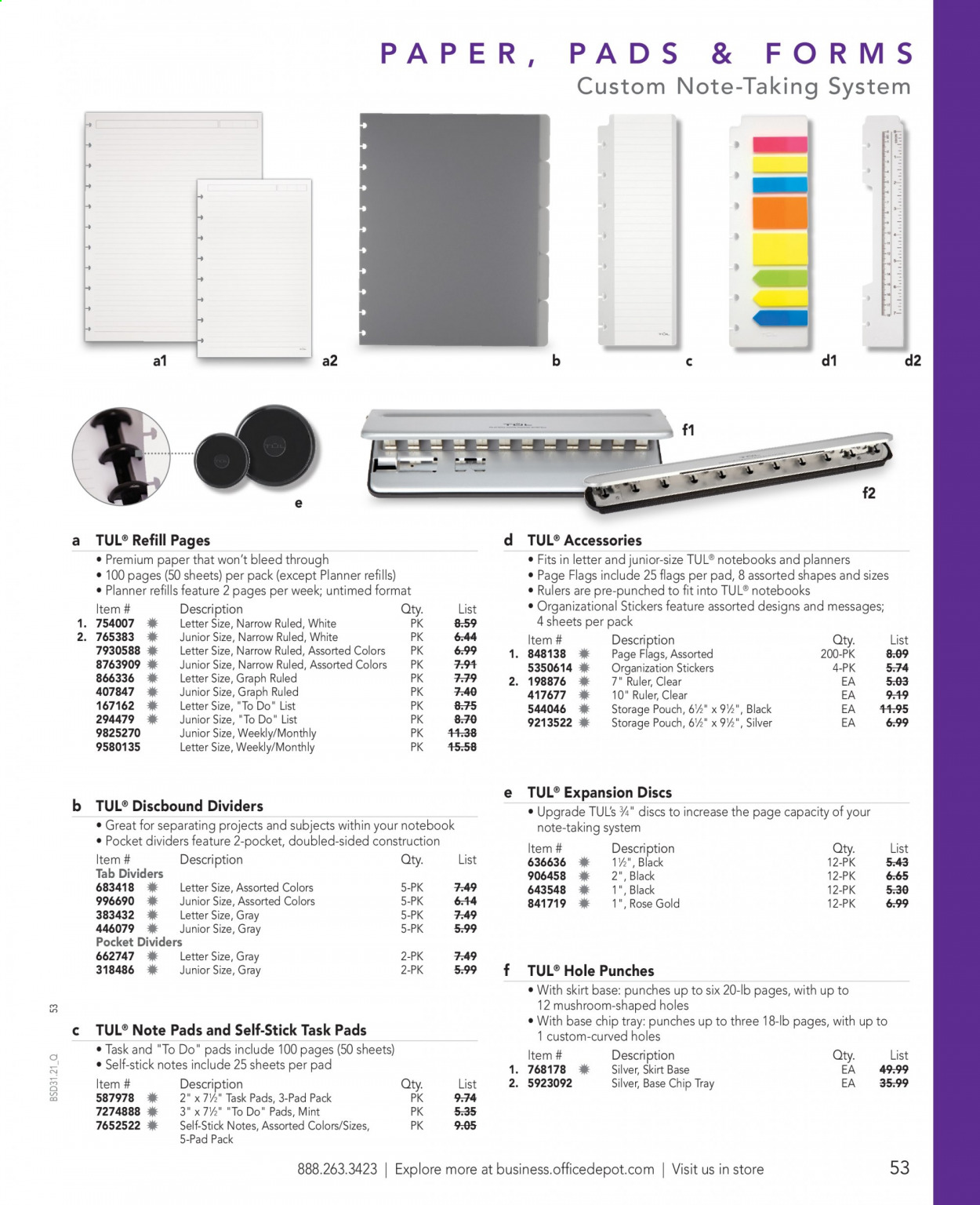 thumbnail - Office DEPOT Flyer - Sales products - sticker, paper, ruler, scrapbook. Page 53.