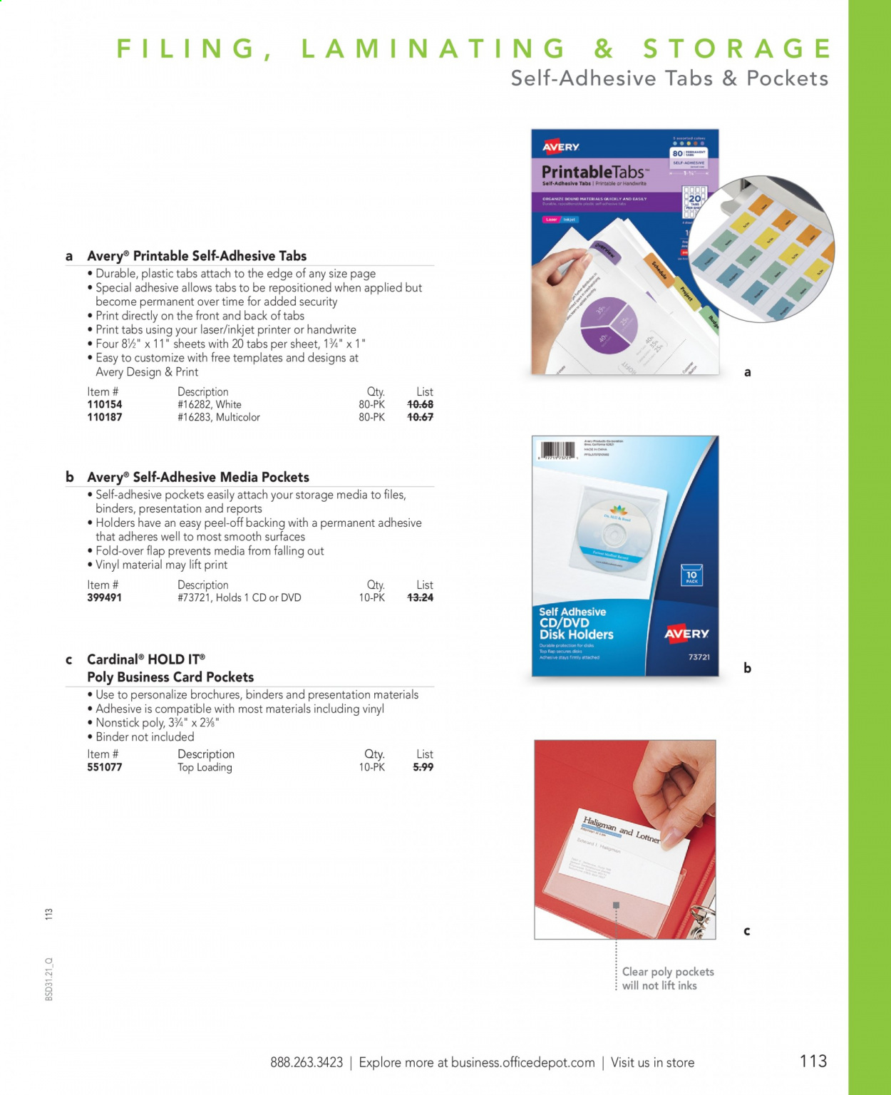 thumbnail - Office DEPOT Flyer - Sales products - comb binder, DVD, printer. Page 113.