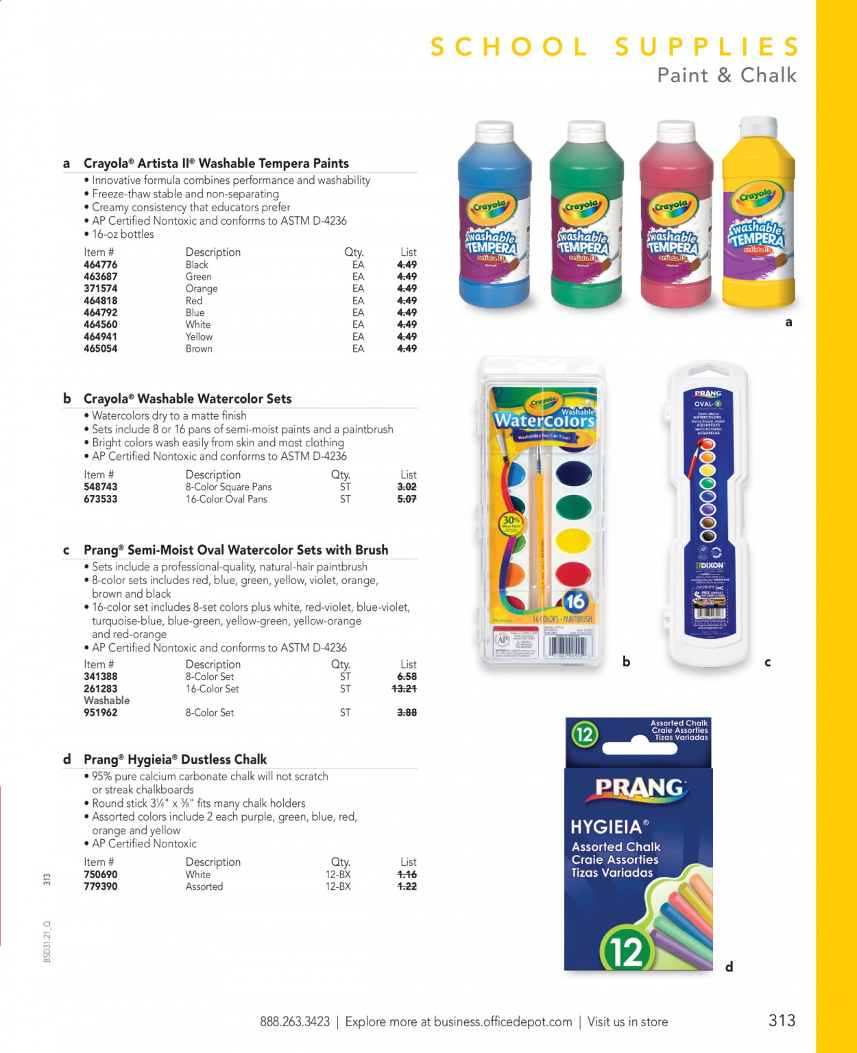 thumbnail - Office DEPOT Flyer - Sales products - crayons. Page 313.
