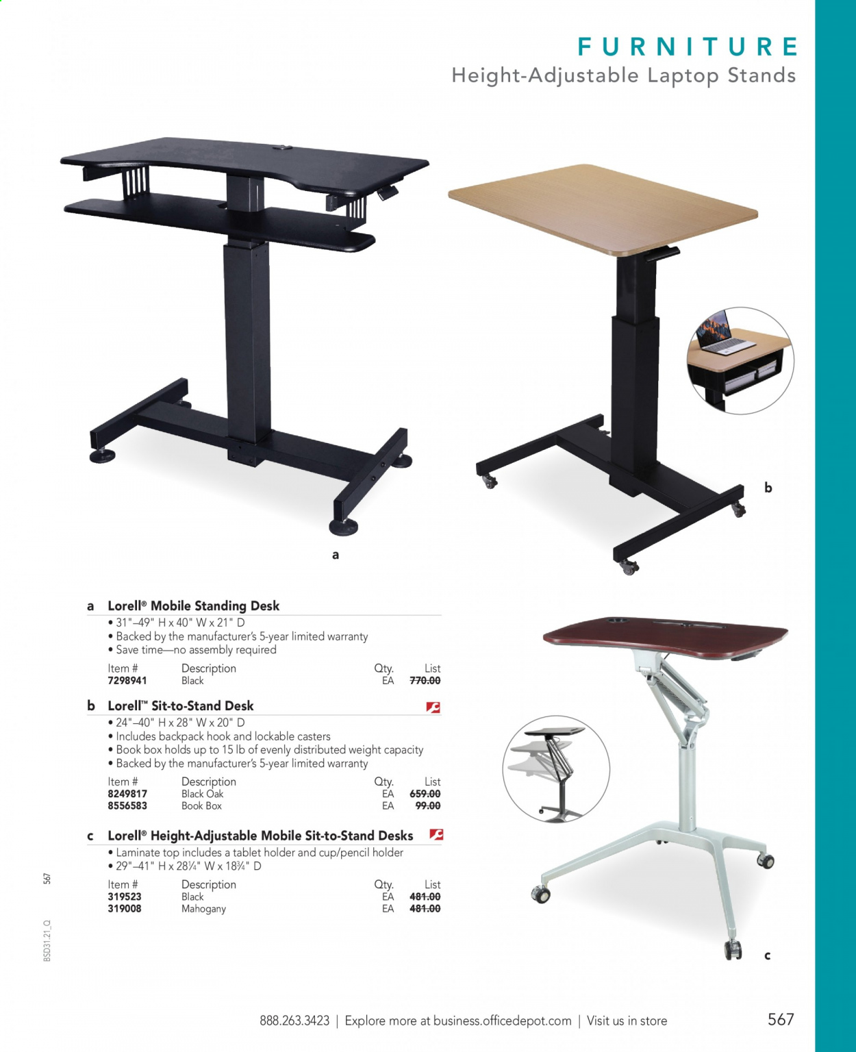 thumbnail - Office DEPOT Flyer - Sales products - tablet, pencil, laptop, standing desk. Page 567.