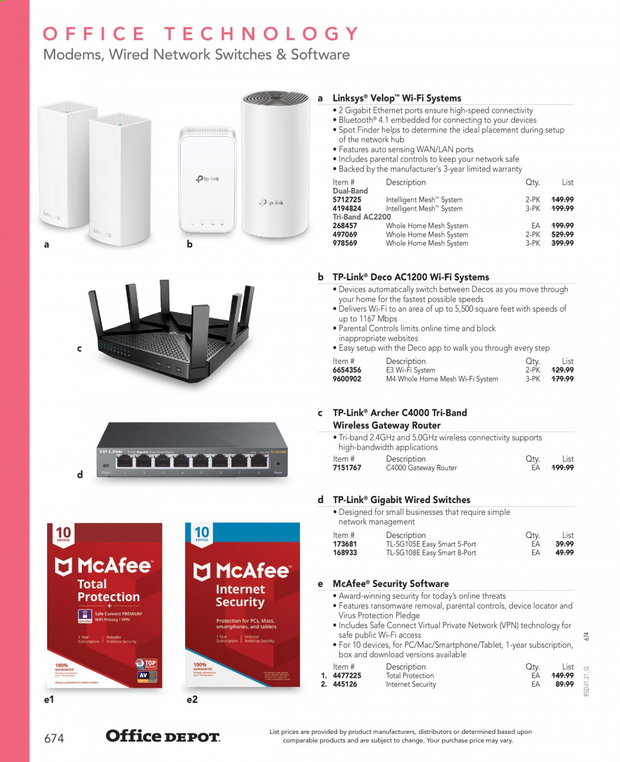 thumbnail - Office DEPOT Flyer - Sales products - tablet, Pledge. Page 674.