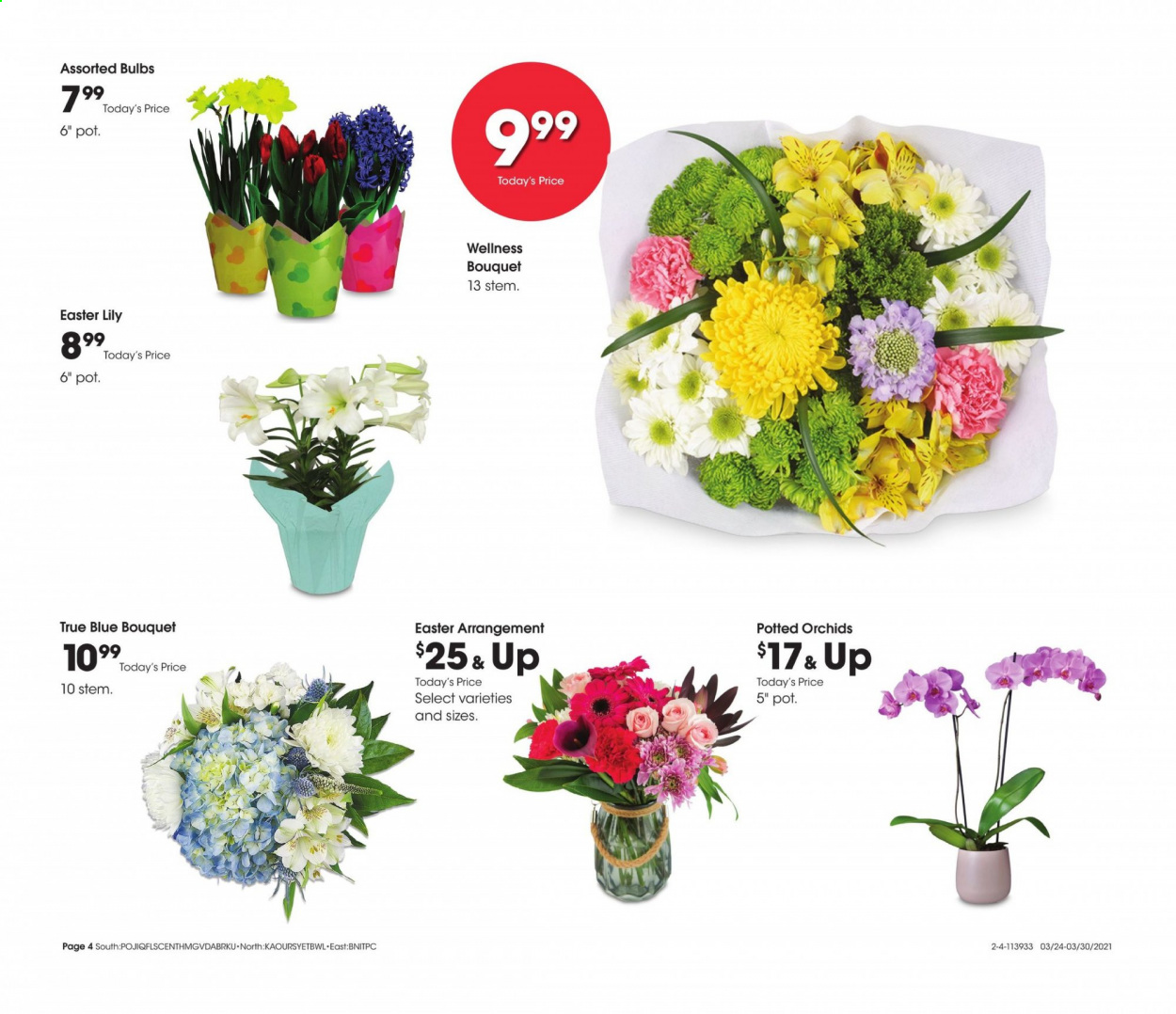 thumbnail - Fred Meyer Flyer - 03/24/2021 - 03/30/2021 - Sales products - pot, bulb, bouquet. Page 4.