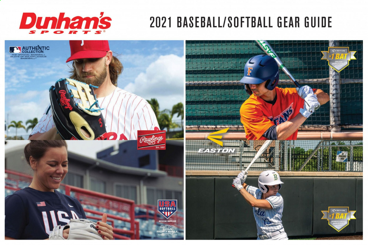 thumbnail - Dunham's Sports Flyer - 02/18/2021 - 05/27/2021 - Sales products - EASTON, gloves, baseball gloves. Page 1.