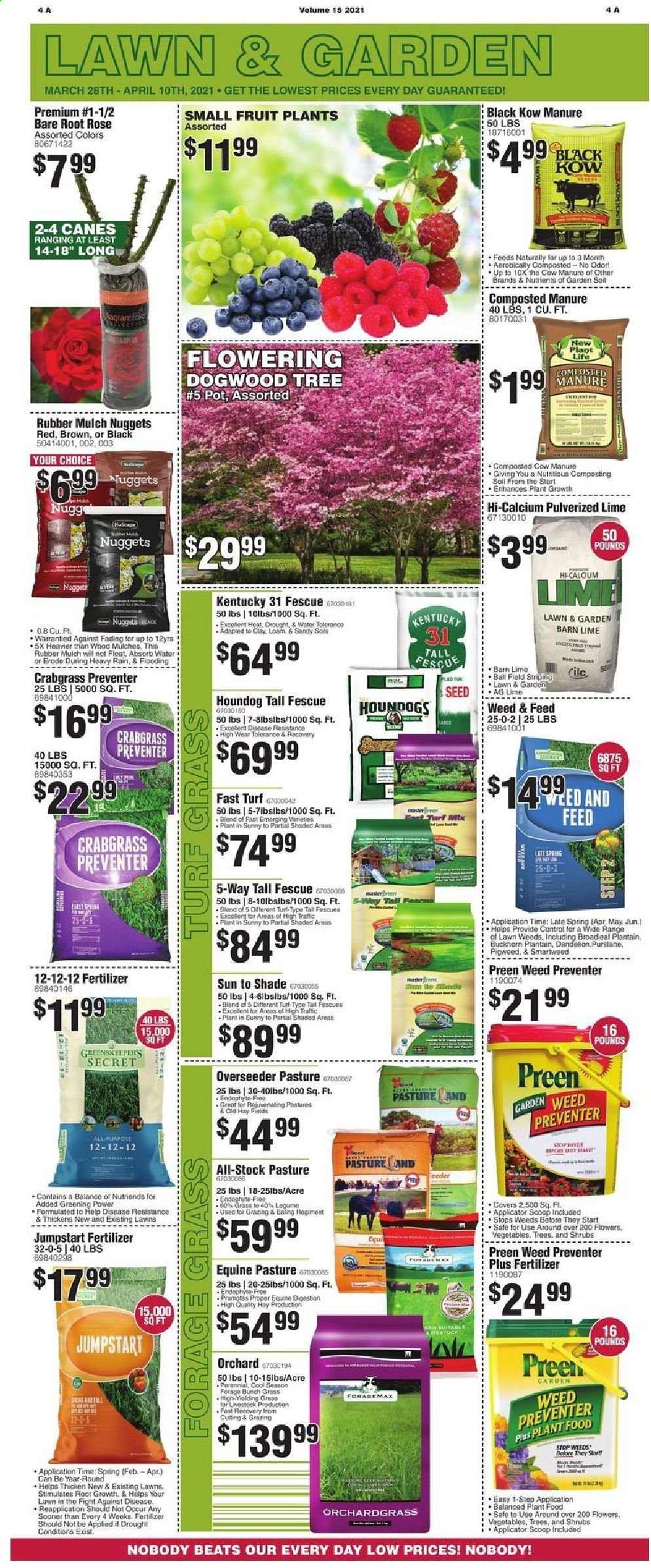 thumbnail - Rural King Flyer - 03/28/2021 - 04/10/2021 - Sales products - nuggets, L'Or, pot, Beats, plant seeds, rose, fertilizer, garden soil, crabgrass preventer, garden mulch. Page 5.