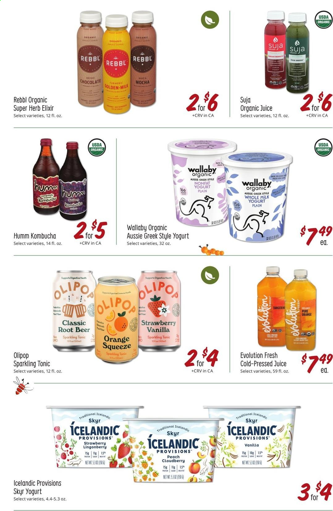 thumbnail - Sprouts Flyer - 03/31/2021 - 04/27/2021 - Sales products - oranges, yoghurt, milk, chocolate, turmeric, herbs, juice, tonic, kombucha, beer, Aussie. Page 17.