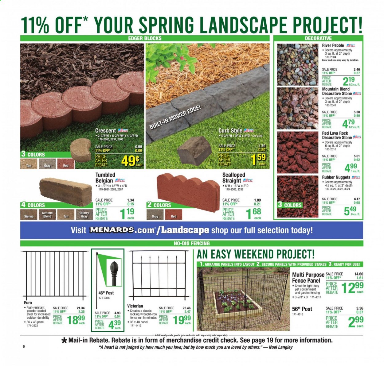thumbnail - Menards Flyer - 04/01/2021 - 04/10/2021 - Sales products - nuggets, fence panel. Page 6.