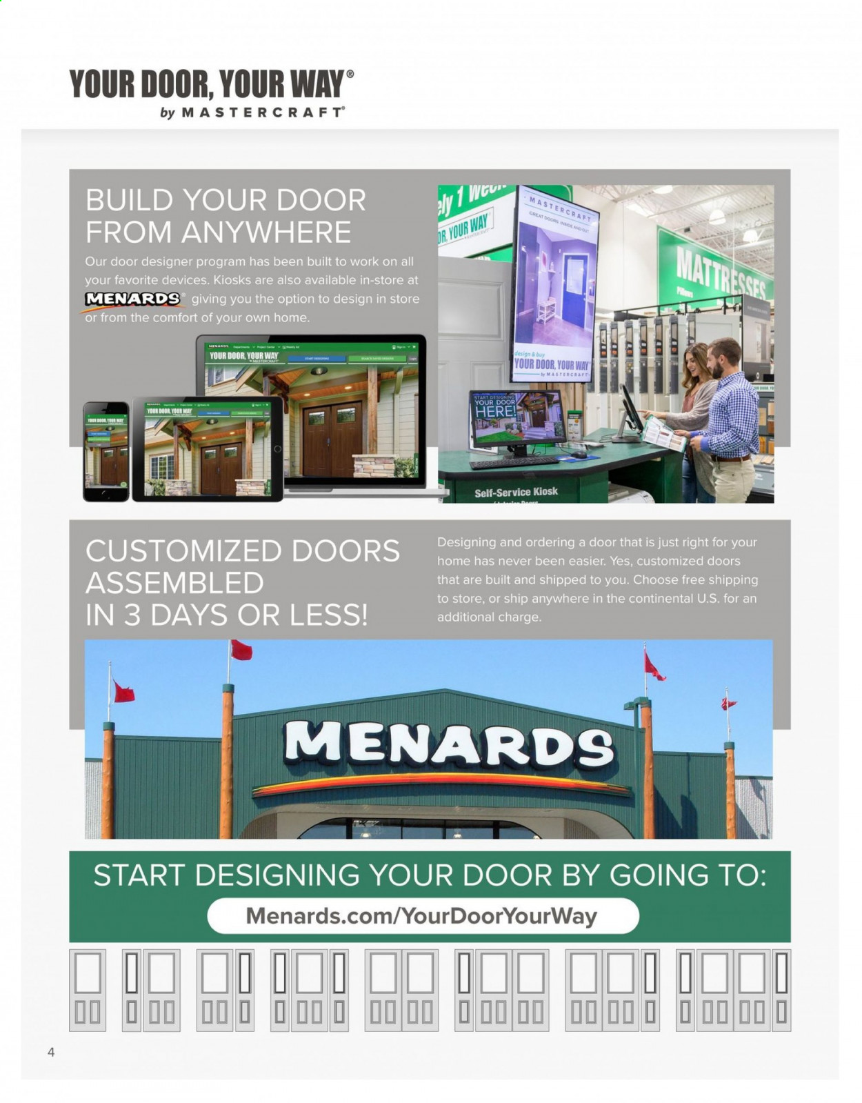thumbnail - Menards Flyer - 04/01/2021 - 12/31/2021 - Sales products - mattress, door. Page 4.