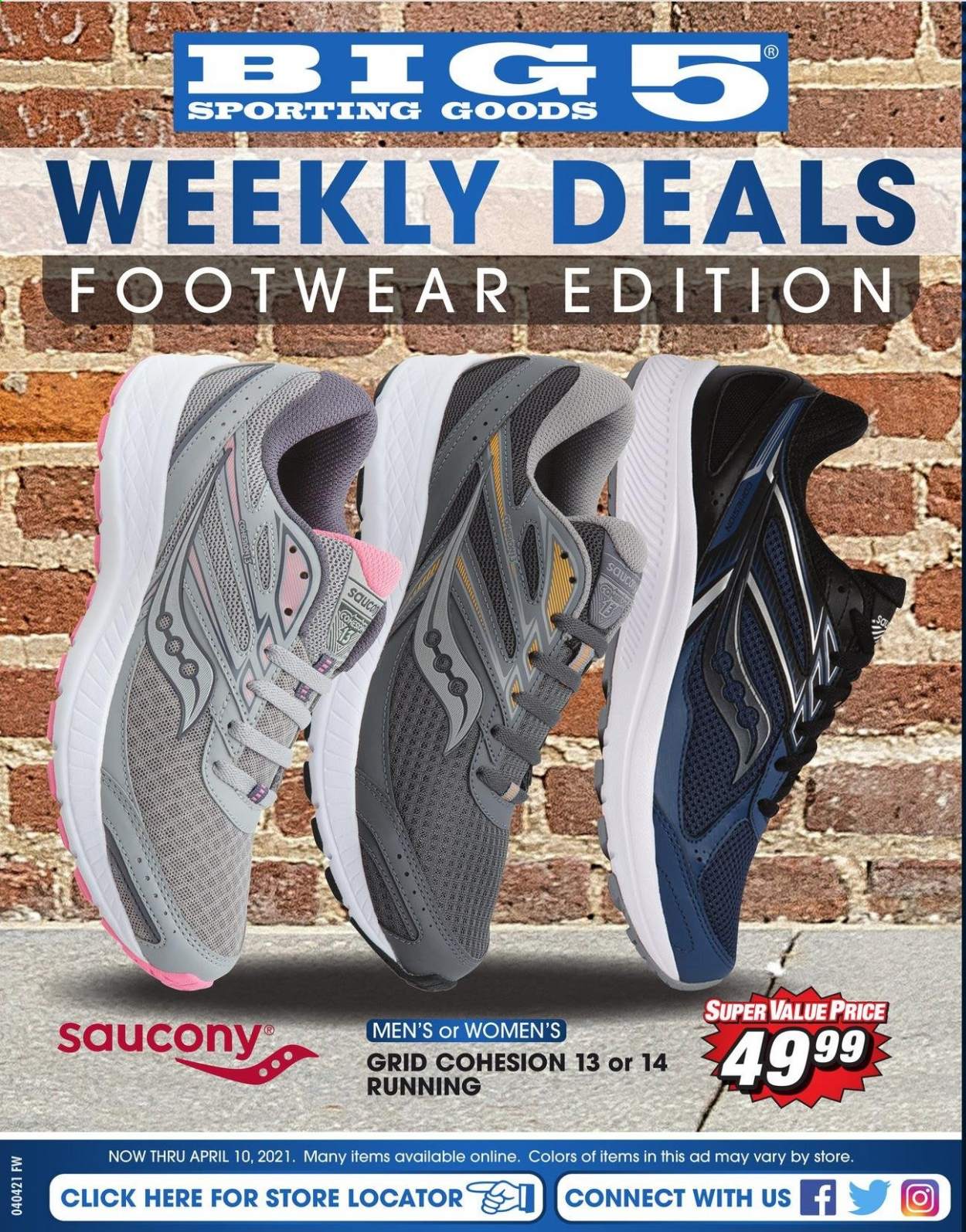 thumbnail - Big 5 Flyer - 04/04/2021 - 04/10/2021 - Sales products - Saucony. Page 1.