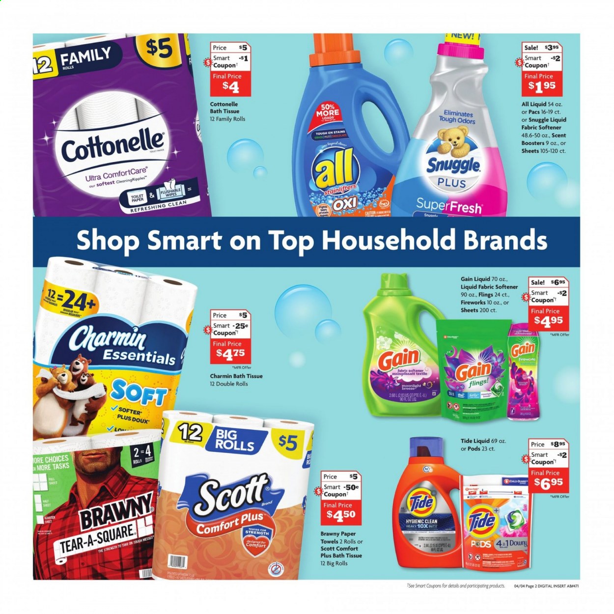 thumbnail - Family Dollar Flyer - 04/04/2021 - 04/10/2021 - Sales products - Dole, chocolate, bath tissue, Cottonelle, toilet paper, kitchen towels, paper towels, Charmin, Gain, wipes, Snuggle, Tide, fabric softener, scent booster, Gain Fireworks. Page 3.