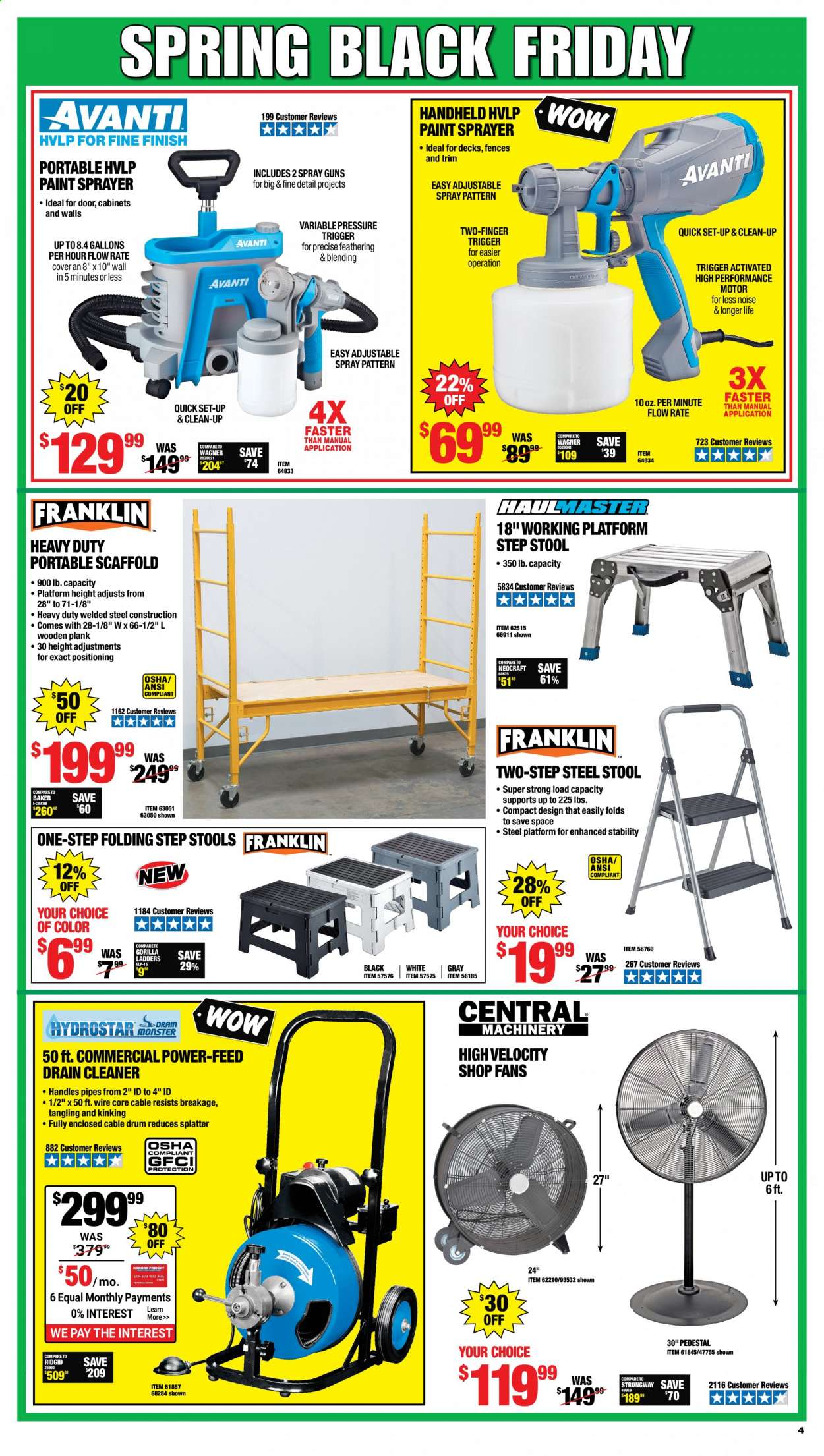 thumbnail - Harbor Freight Flyer - 04/06/2021 - 04/11/2021 - Sales products - step stool, paint sprayer, paint, door, Ridgid, sprayer, cleaner. Page 4.