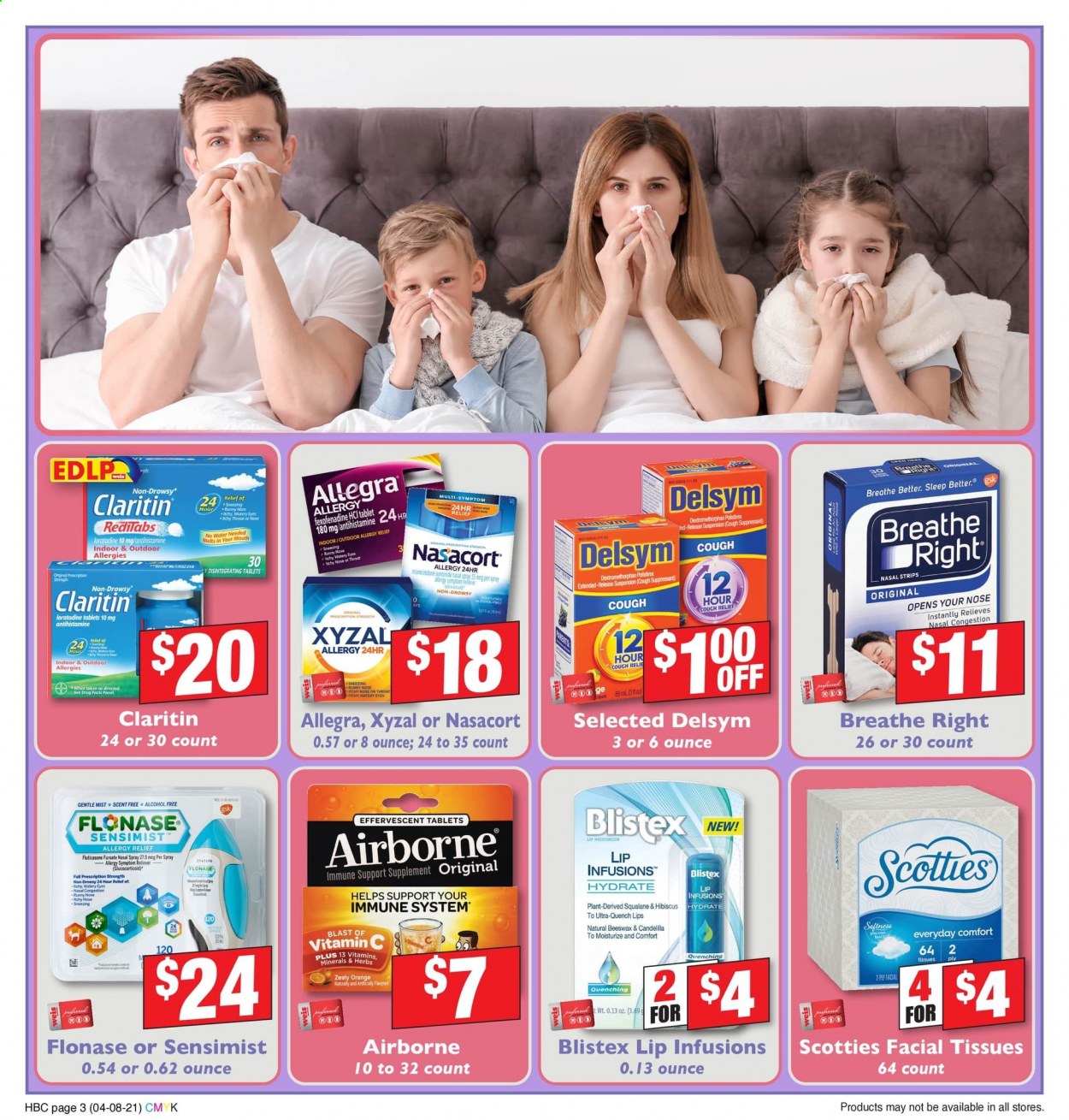 thumbnail - Weis Flyer - 04/08/2021 - 05/06/2021 - Sales products - oranges, tissues, facial tissues, Delsym, nasal spray, allergy relief. Page 3.
