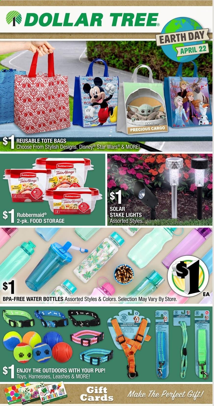 thumbnail - Dollar Tree Flyer - 04/18/2021 - 04/24/2021 - Sales products - Disney, drink bottle, dog harness, bag, tote, toys. Page 1.