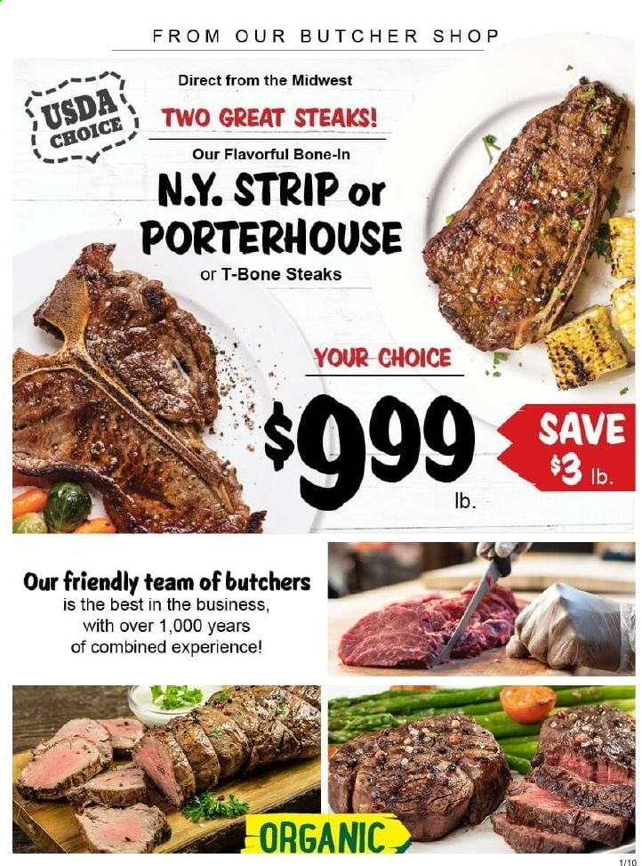 thumbnail - Stew Leonard's Flyer - 04/21/2021 - 04/27/2021 - Sales products - beef meat, t-bone steak, steak. Page 1.