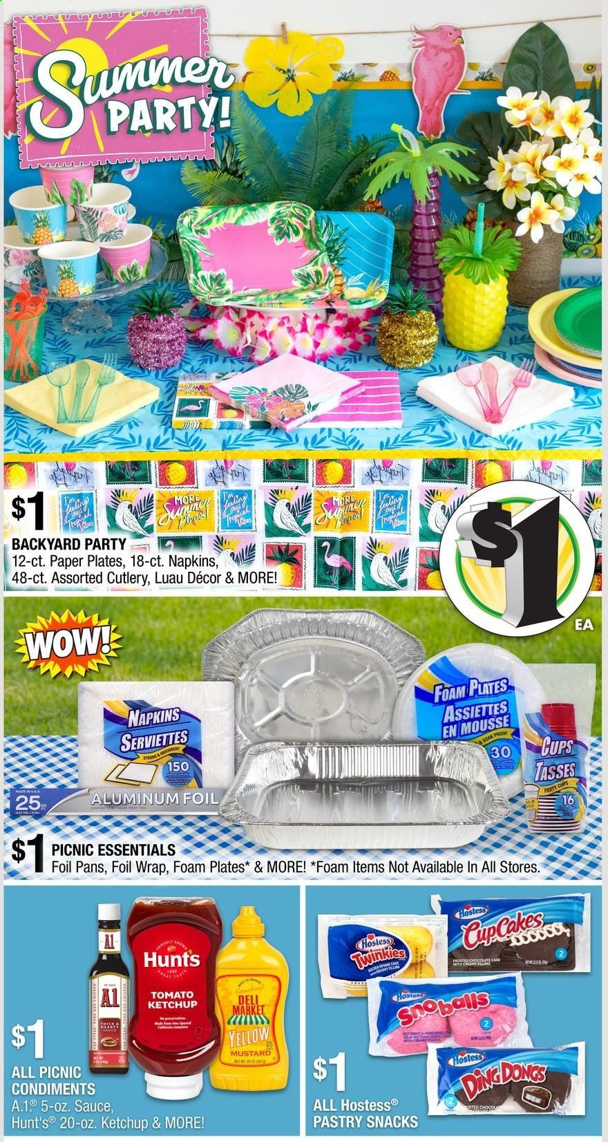 thumbnail - Dollar Tree Flyer - 04/25/2021 - 05/09/2021 - Sales products - cupcake, snack, mustard, ketchup, napkins, plate, cup, aluminium foil, paper, paper plate, foam plates. Page 2.