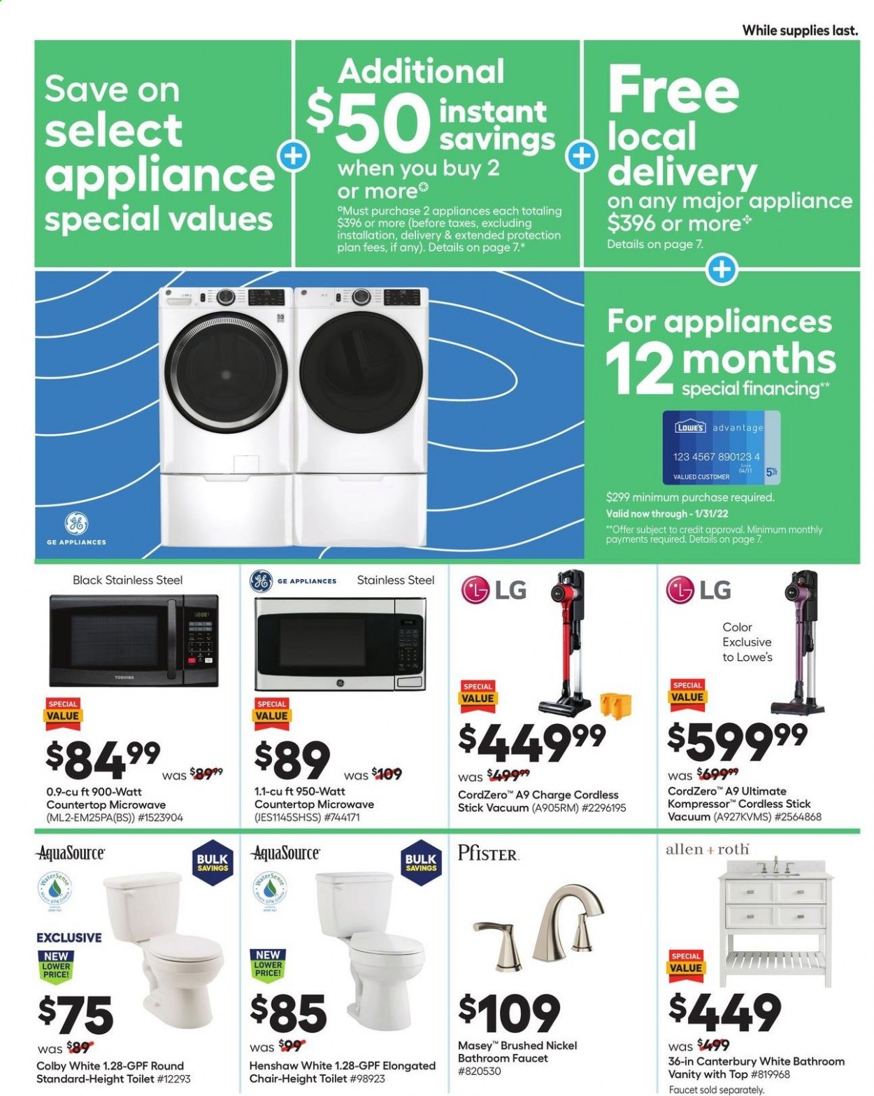 thumbnail - Lowe's Flyer - 04/29/2021 - 05/05/2021 - Sales products - toilet, Canterbury, microwave, vacuum cleaner, vanity. Page 5.