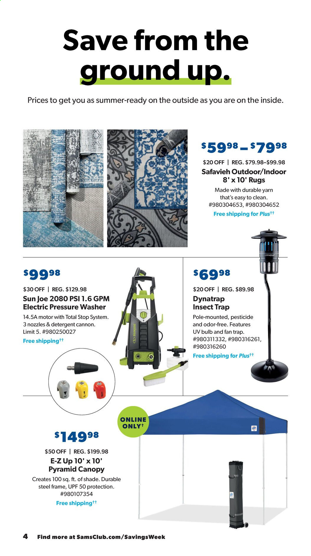thumbnail - Sam's Club Flyer - 05/08/2021 - 05/16/2021 - Sales products - detergent, bulb, washing machine, rug, electric pressure washer, pressure washer. Page 4.