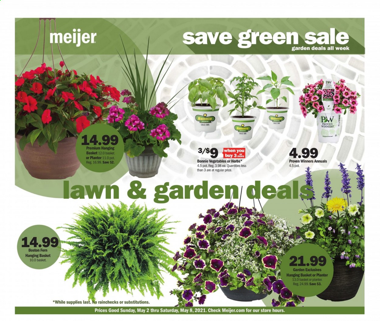 thumbnail - Meijer Flyer - 05/02/2021 - 05/08/2021 - Sales products - herbs, basket, pot. Page 1.