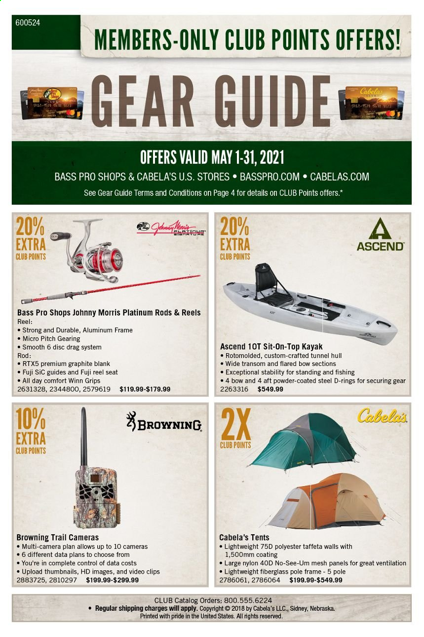 thumbnail - Bass Pro Shops Flyer - 05/01/2021 - 05/31/2021 - Sales products - Bass Pro, Browning, reel. Page 1.